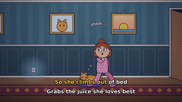 Mom tiptoes down the hall past the sleeping cat, in the cartoon version